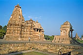 Khajuraho - the small Mahadeva temple and Devi Jagadamba temple on the same platform